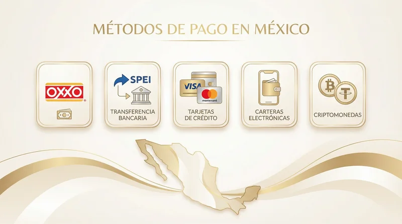 Métodos de Pago en México - OXXO, SPEI, Visa, Mastercard, Bitcoin
